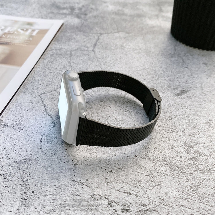 Buckle Style Steel Watch Band For Apple Watch Series 9&8&7 41mm / SE 3&SE 2&6&SE&5&4 40mm / 3&2&1 38mm(Black) by bashfashion