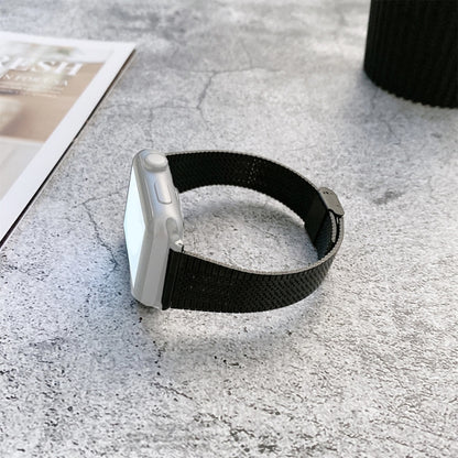 Buckle Style Steel Watch Band For Apple Watch Series 9&8&7 41mm / SE 3&SE 2&6&SE&5&4 40mm / 3&2&1 38mm(Black) by bashfashion