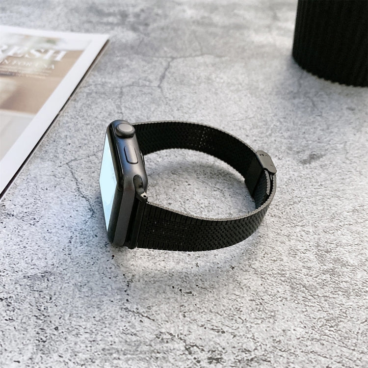 Buckle Style Steel Watch Band For Apple Watch Series 9&8&7 41mm / SE 3&SE 2&6&SE&5&4 40mm / 3&2&1 38mm(Black) by bashfashion