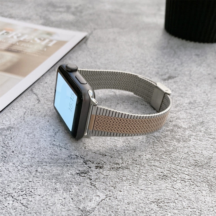 Buckle Style Steel Watch Band For Apple Watch Series 9&8&7 41mm / SE 3&SE 2&6&SE&5&4 40mm / 3&2&1 38mm(Silver Rose Gold) by bashfashion