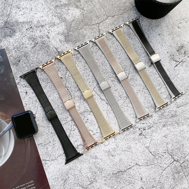 Buckle Style Steel Watch Band For Apple Watch Series 9&8&7 41mm / SE 3&SE 2&6&SE&5&4 40mm / 3&2&1 38mm(Black) by bashfashion