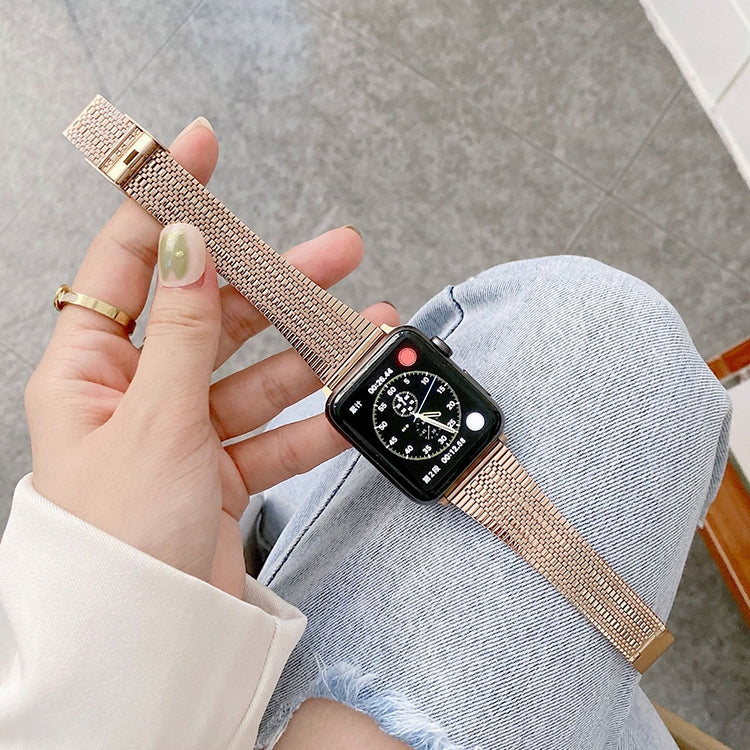 Three Lines Steel Watch Band For Apple Watch Ultra 49mm&Watch Ultra 2 49mm / Series 9&8&7 45mm / SE 3&SE 2&6&SE&5&4 44mm / 3&2&1 42mm(Rose Gold) by bashfashion