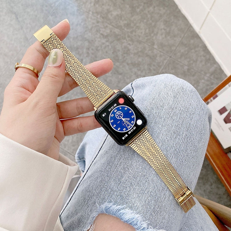 Three Lines Steel Watch Band For Apple Watch Ultra 49mm&Watch Ultra 2 49mm / Series 9&8&7 45mm / SE 3&SE 2&6&SE&5&4 44mm / 3&2&1 42mm(Gold) by bashfashion