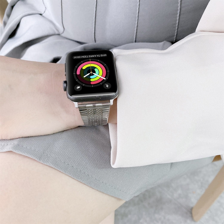 Double Lines Steel Watch Band For Apple Watch Series 9&8&7 41mm / SE 3&SE 2&6&SE&5&4 40mm / 3&2&1 38mm(Black) by bashfashion