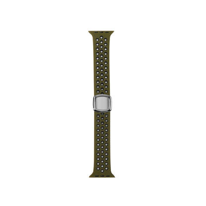 Double Color Silicone Watch Band For Apple Watch Ultra 49mm&Watch Ultra 2 49mm / Series 9&8&7 45mm / SE 3&SE 2&6&SE&5&4 44mm / 3&2&1 42mm(Olive Green Black) by bashfashion