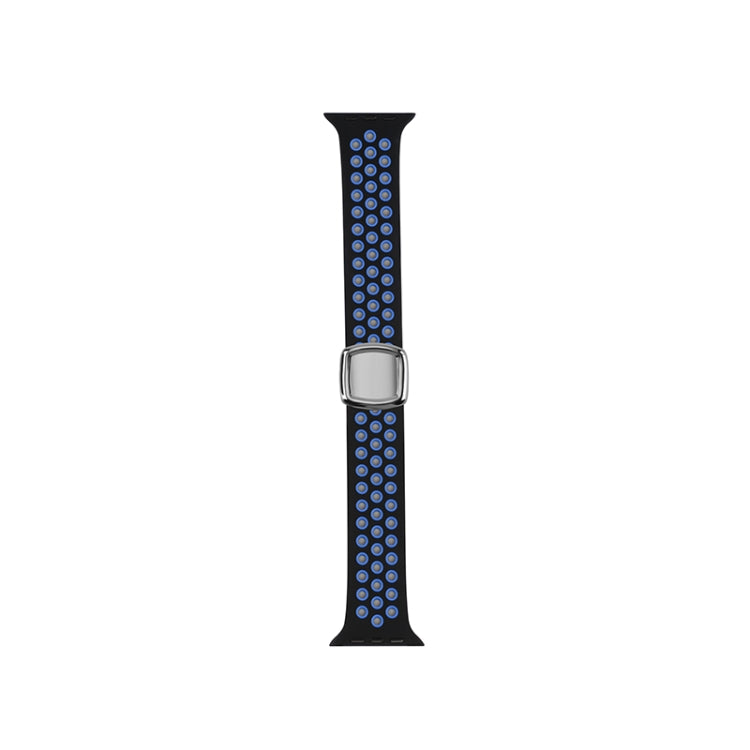 Double Color Silicone Watch Band For Apple Watch Series 9&8&7 41mm / SE 3&SE 2&6&SE&5&4 40mm / 3&2&1 38mm(Black Blue) by bashfashion