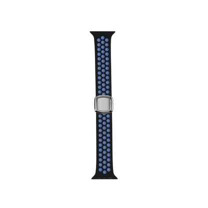 Double Color Silicone Watch Band For Apple Watch Series 9&8&7 41mm / SE 3&SE 2&6&SE&5&4 40mm / 3&2&1 38mm(Black Blue) by bashfashion