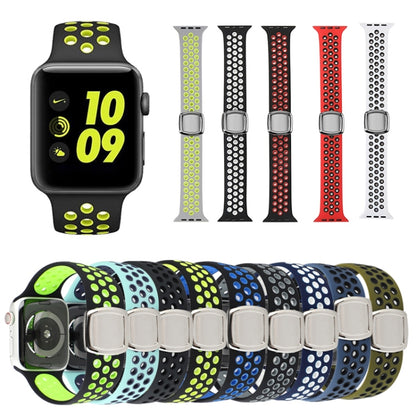 Double Color Silicone Watch Band For Apple Watch Series 9&8&7 41mm / SE 3&SE 2&6&SE&5&4 40mm / 3&2&1 38mm(Black Blue) by bashfashion