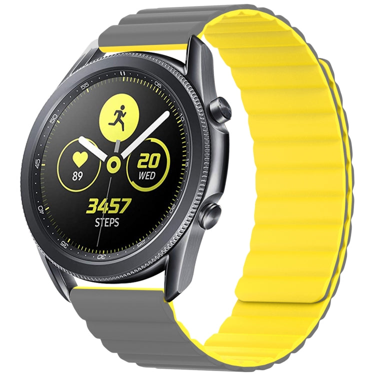 20mm For Samsung Smart Watch Universal Silicone Magnetic Watch Band(Grey+Yellow) by bashfashion