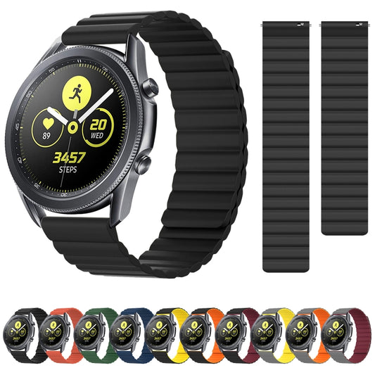 20mm For Samsung Smart Watch Universal Silicone Magnetic Watch Band(Black+Orange) by bashfashion