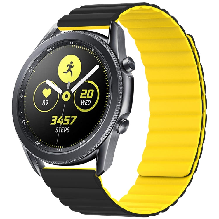 22mm For Samsung Smart Watch Universal Silicone Magnetic Watch Band(Black+Yellow) by bashfashion