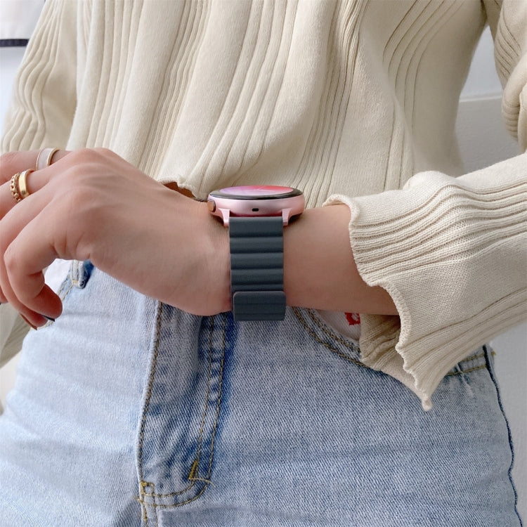 22mm For Samsung Smart Watch Universal Silicone Magnetic Watch Band(Grey+Wine Red) by bashfashion