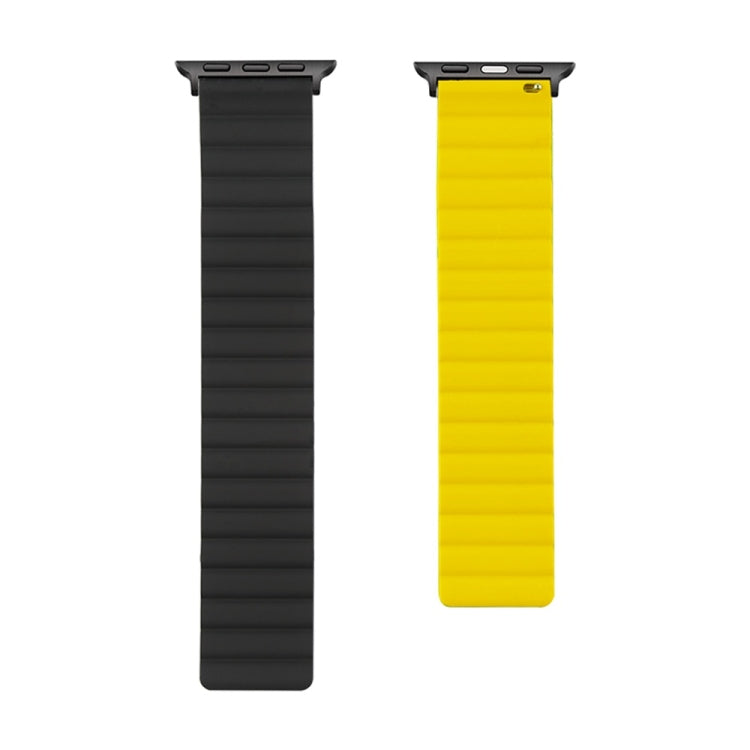 Silicone Magnetic Watch Band For Apple Watch Series 7 41mm / 6 & SE & 5 & 4 40mm / 3 & 2 & 1 38mm(Black+Yellow) by bashfashion