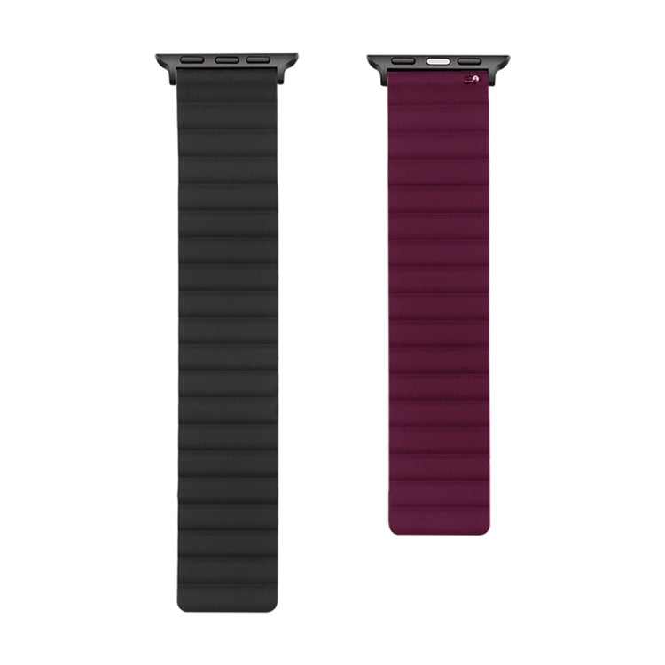Silicone Magnetic Watch Band For Apple Watch Series 7 41mm / 6 & SE & 5 & 4 40mm / 3 & 2 & 1 38mm(Black+Wine Red) by bashfashion