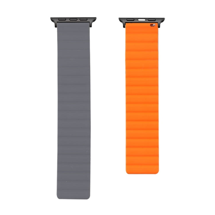 Silicone Magnetic Watch Band For Apple Watch Series 7 41mm / 6 & SE & 5 & 4 40mm / 3 & 2 & 1 38mm(Grey+Orange) by bashfashion