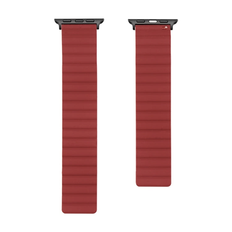 Silicone Magnetic Watch Band For Apple Watch Series 7 45mm / 6 & SE & 5 & 4 44mm / 3 & 2 & 1 42mm(Red) by bashfashion