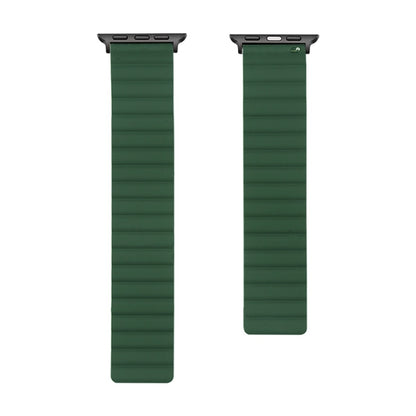 Silicone Magnetic Watch Band For Apple Watch Series 7 45mm / 6 & SE & 5 & 4 44mm / 3 & 2 & 1 42mm(Green) by bashfashion