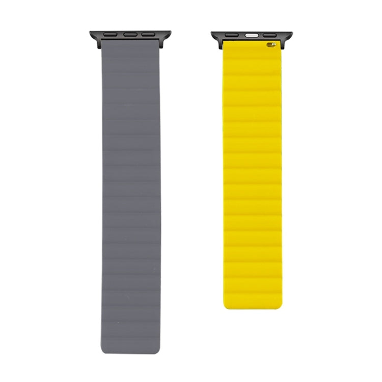 Silicone Magnetic Watch Band For Apple Watch Series 7 45mm / 6 & SE & 5 & 4 44mm / 3 & 2 & 1 42mm(Grey+Yellow) by bashfashion