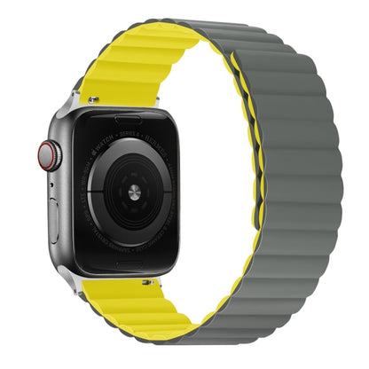 Silicone Magnetic Watch Band For Apple Watch Series 7 45mm / 6 & SE & 5 & 4 44mm / 3 & 2 & 1 42mm(Grey+Yellow) by bashfashion