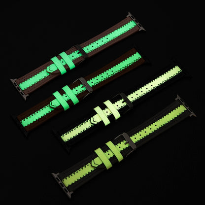 Cowhide Leather Luminous Watch Band For Apple Watch Series 9&8&7 41mm / SE 3&SE 2&6&SE&5&4 40mm / 3&2&1 38mm(Pink) by bashfashion