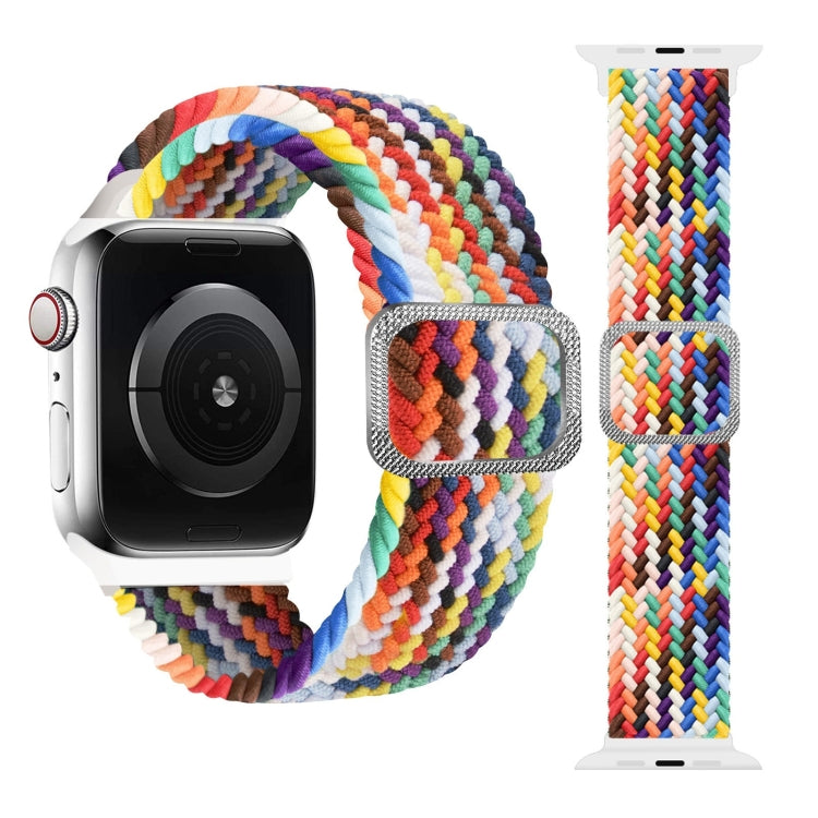 Buckle Braided Elastic Strap Watch Band For Apple Watch Ultra 49mm&Watch Ultra 2 49mm / Series 9&8&7 45mm / SE 3&SE 2&6&SE&5&4 44mm / 3&2&1 42mm(Rainbow Color) by bashfashion
