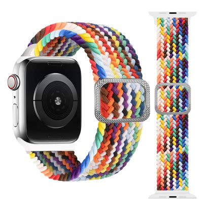 Buckle Braided Elastic Strap Watch Band For Apple Watch Ultra 49mm&Watch Ultra 2 49mm / Series 9&8&7 45mm / SE 3&SE 2&6&SE&5&4 44mm / 3&2&1 42mm(Rainbow Color) by bashfashion
