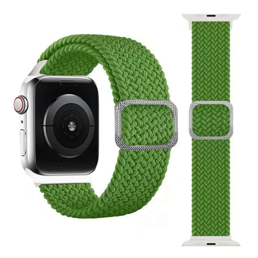 Buckle Braided Elastic Strap Watch Band For Apple Watch Ultra 49mm&Watch Ultra 2 49mm / Series 9&8&7 45mm / SE 3&SE 2&6&SE&5&4 44mm / 3&2&1 42mm(Bright Green) by bashfashion