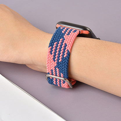 Buckle Braided Elastic Strap Watch Band For Apple Watch Ultra 49mm&Watch Ultra 2 49mm / Series 9&8&7 45mm / SE 3&SE 2&6&SE&5&4 44mm / 3&2&1 42mm(Blue) by bashfashion