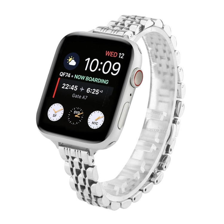 Small Waist Seven Beads Stainless Steel Strap Watch Band For Apple Watch Ultra 49mm&Watch Ultra 2 49mm / Series 9&8&7 45mm / SE 3&SE 2&6&SE&5&4 44mm / 3&2&1 42mm(Silver) by bashfashion