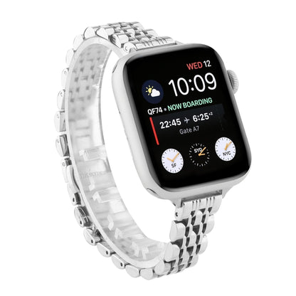 Small Waist Seven Beads Stainless Steel Strap Watch Band For Apple Watch Ultra 49mm&Watch Ultra 2 49mm / Series 9&8&7 45mm / SE 3&SE 2&6&SE&5&4 44mm / 3&2&1 42mm(Silver) by bashfashion