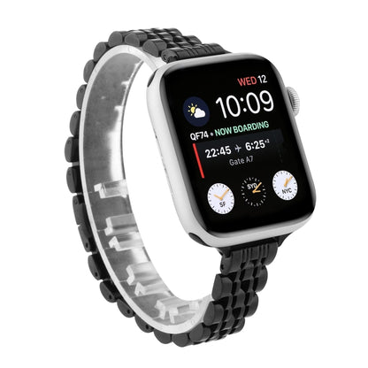 Small Waist Seven Beads Stainless Steel Strap Watch Band For Apple Watch Series 9&8&7 41mm / SE 3&SE 2&6&SE&5&4 40mm / 3&2&1 38mm(Black) by bashfashion