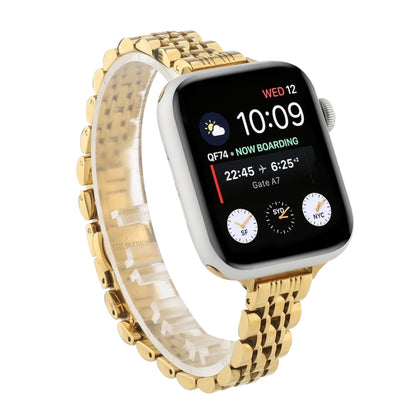 Small Waist Seven Beads Stainless Steel Strap Watch Band For Apple Watch Series 9&8&7 41mm / SE 3&SE 2&6&SE&5&4 40mm / 3&2&1 38mm(Gold) by bashfashion