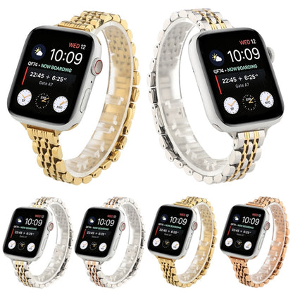 Small Waist Seven Beads Stainless Steel Strap Watch Band For Apple Watch Series 9&8&7 41mm / SE 3&SE 2&6&SE&5&4 40mm / 3&2&1 38mm(Gold) by bashfashion