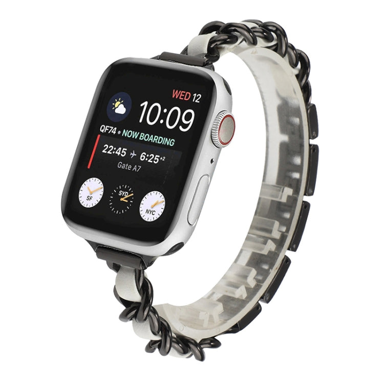 Small Waist Stainless Steel Strap Watch Band For Apple Watch Ultra 49mm&Watch Ultra 2 49mm / Series 9&8&7 45mm / SE 3&SE 2&6&SE&5&4 44mm / 3&2&1 42mm(Black White) by bashfashion