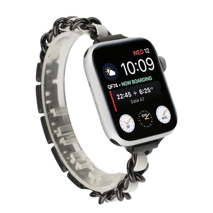 Small Waist Stainless Steel Strap Watch Band For Apple Watch Ultra 49mm&Watch Ultra 2 49mm / Series 9&8&7 45mm / SE 3&SE 2&6&SE&5&4 44mm / 3&2&1 42mm(Black White) by bashfashion