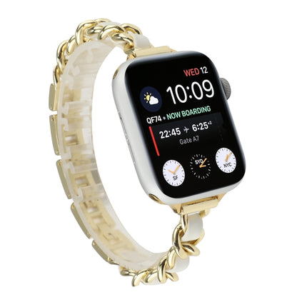 Small Waist Stainless Steel Strap Watch Band For Apple Watch Series 7 45mm / 6 & SE & 5 & 4 44mm / 3 & 2 & 1 42mm(Gold White) by bashfashion