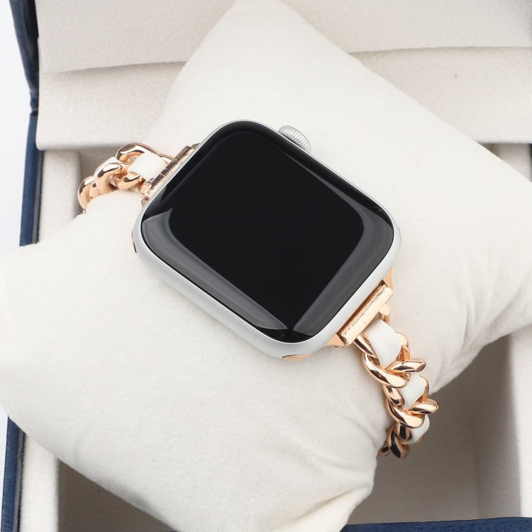 Small Waist Stainless Steel Strap Watch Band For Apple Watch Ultra 49mm&Watch Ultra 2 49mm / Series 9&8&7 45mm / SE 3&SE 2&6&SE&5&4 44mm / 3&2&1 42mm(Rose Gold White) by bashfashion