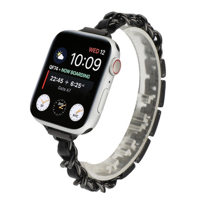 Small Waist Stainless Steel Strap Watch Band For Apple Watch Ultra 49mm&Watch Ultra 2 49mm / Series 9&8&7 45mm / SE 3&SE 2&6&SE&5&4 44mm / 3&2&1 42mm(Black) by bashfashion