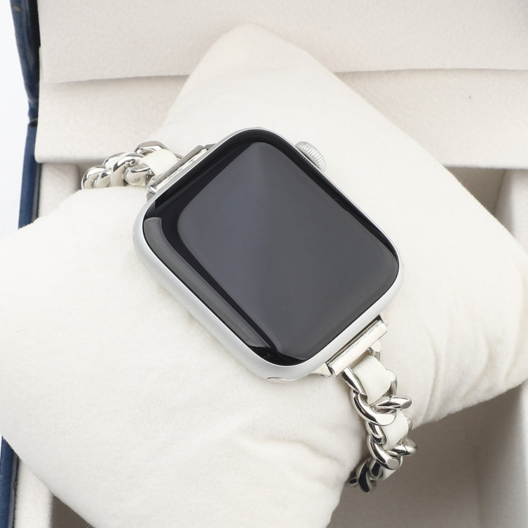 Small Waist Stainless Steel Strap Watch Band For Apple Watch Ultra 49mm&Watch Ultra 2 49mm / Series 9&8&7 45mm / SE 3&SE 2&6&SE&5&4 44mm / 3&2&1 42mm(Silver White) by bashfashion
