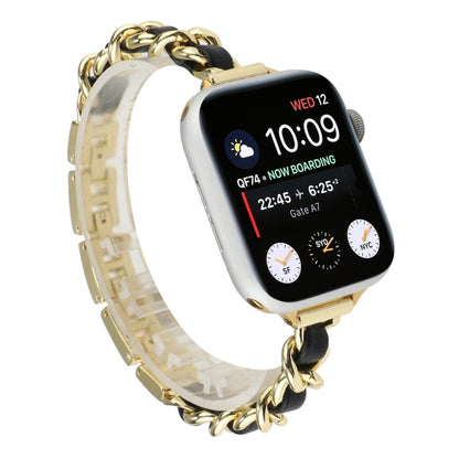 Small Waist Stainless Steel Strap Watch Band For Apple Watch Series 9&8&7 41mm / SE 3&SE 2&6&SE&5&4 40mm / 3&2&1 38mm(Gold Black) by bashfashion