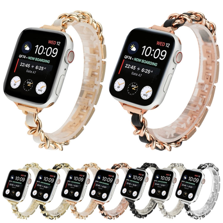 Small Waist Stainless Steel Strap Watch Band For Apple Watch Series 9&8&7 41mm / SE 3&SE 2&6&SE&5&4 40mm / 3&2&1 38mm(Silver White) by bashfashion