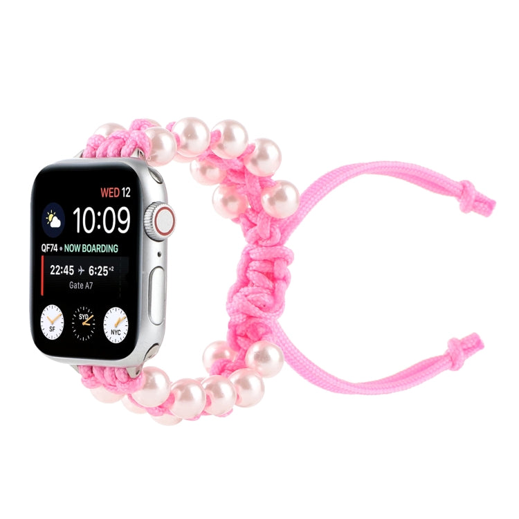 Umbrella Rope Bead Nylon Watch Band For Apple Watch Ultra 49mm&Watch Ultra 2 49mm / Series 9&8&7 45mm / SE 3&SE 2&6&SE&5&4 44mm / 3&2&1 42mm(Pink) by bashfashion