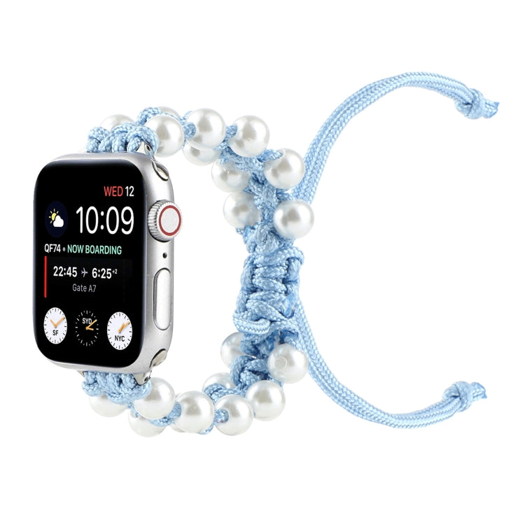 Umbrella Rope Bead Nylon Watch Band For Apple Watch Ultra 49mm&Watch Ultra 2 49mm / Series 9&8&7 45mm / SE 3&SE 2&6&SE&5&4 44mm / 3&2&1 42mm(Light Blue) by bashfashion