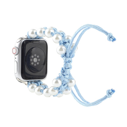 Umbrella Rope Bead Nylon Watch Band For Apple Watch Ultra 49mm&Watch Ultra 2 49mm / Series 9&8&7 45mm / SE 3&SE 2&6&SE&5&4 44mm / 3&2&1 42mm(Light Blue) by bashfashion