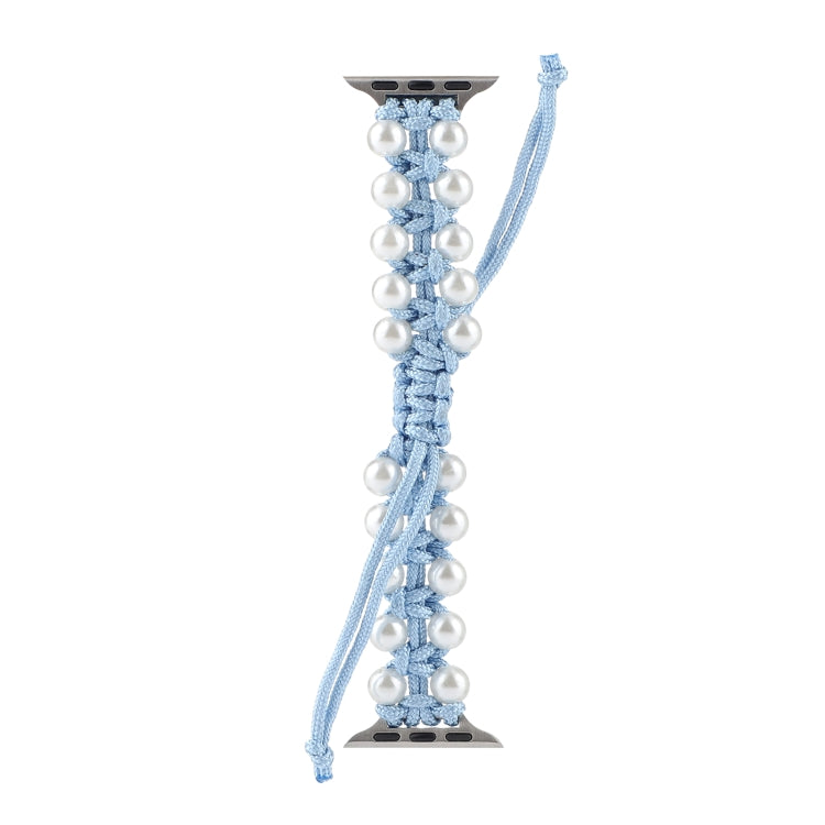 Umbrella Rope Bead Nylon Watch Band For Apple Watch Ultra 49mm&Watch Ultra 2 49mm / Series 9&8&7 45mm / SE 3&SE 2&6&SE&5&4 44mm / 3&2&1 42mm(Light Blue) by bashfashion