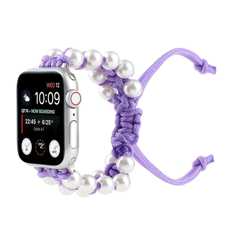 Umbrella Rope Bead Nylon Watch Band For Apple Watch Ultra 49mm&Watch Ultra 2 49mm / Series 9&8&7 45mm / SE 3&SE 2&6&SE&5&4 44mm / 3&2&1 42mm(Purple) by bashfashion