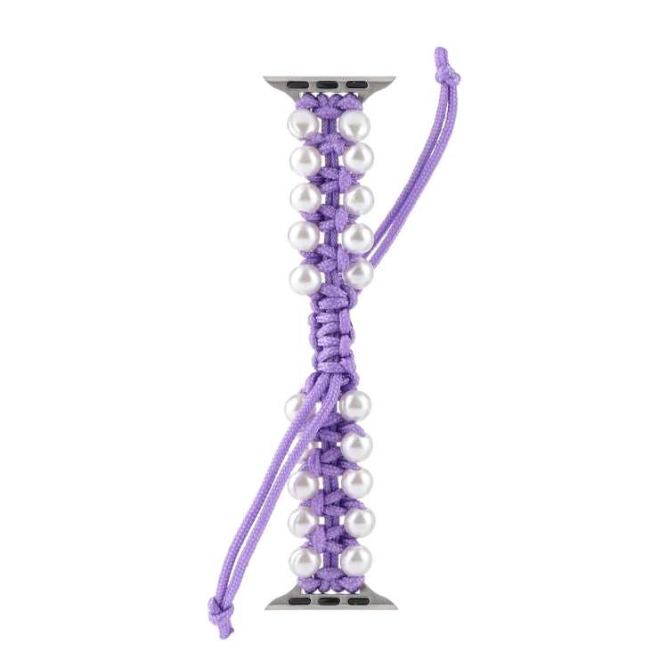 Umbrella Rope Bead Nylon Watch Band For Apple Watch Ultra 49mm&Watch Ultra 2 49mm / Series 9&8&7 45mm / SE 3&SE 2&6&SE&5&4 44mm / 3&2&1 42mm(Purple) by bashfashion