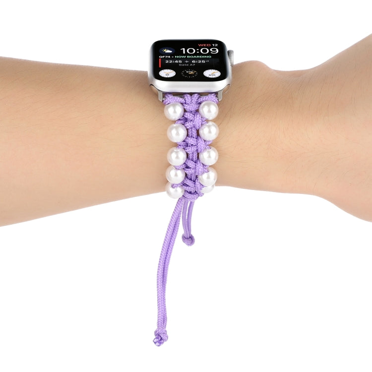 Umbrella Rope Bead Nylon Watch Band For Apple Watch Ultra 49mm&Watch Ultra 2 49mm / Series 9&8&7 45mm / SE 3&SE 2&6&SE&5&4 44mm / 3&2&1 42mm(Purple) by bashfashion