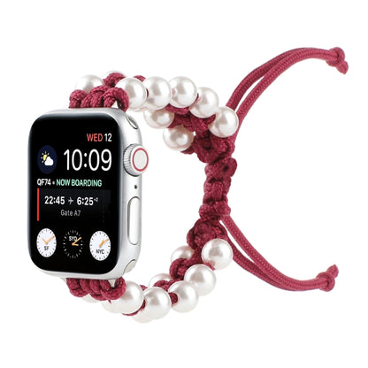 Umbrella Rope Bead Nylon Watch Band For Apple Watch Ultra 49mm&Watch Ultra 2 49mm / Series 9&8&7 45mm / SE 3&SE 2&6&SE&5&4 44mm / 3&2&1 42mm(Red) by bashfashion