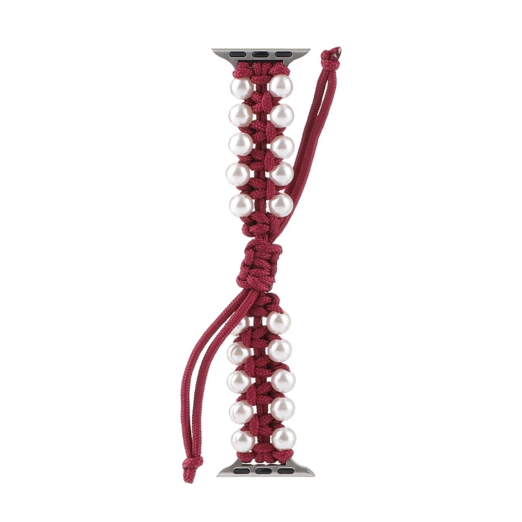 Umbrella Rope Bead Nylon Watch Band For Apple Watch Ultra 49mm&Watch Ultra 2 49mm / Series 9&8&7 45mm / SE 3&SE 2&6&SE&5&4 44mm / 3&2&1 42mm(Red) by bashfashion